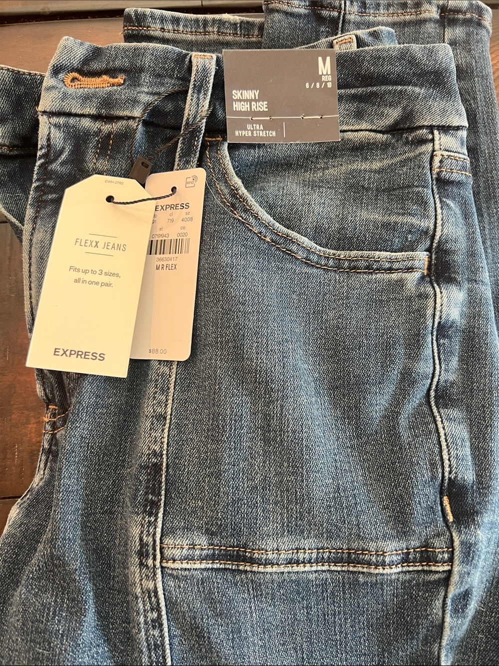 Express Women's Skinny High Rise Jeans - Blue Denim